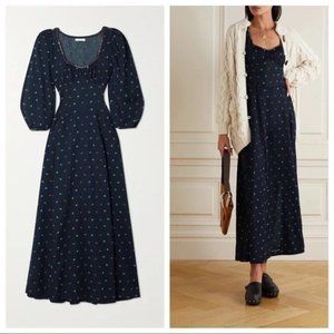 LIKE NEW Carolina embroidered organic cotton-voile maxi dress SZ M